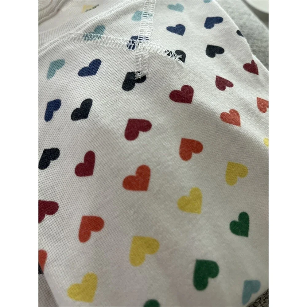 Primary Rainbow Hearts Pajamas Unisex Size 6-7  100% Organic Cotton PJ set